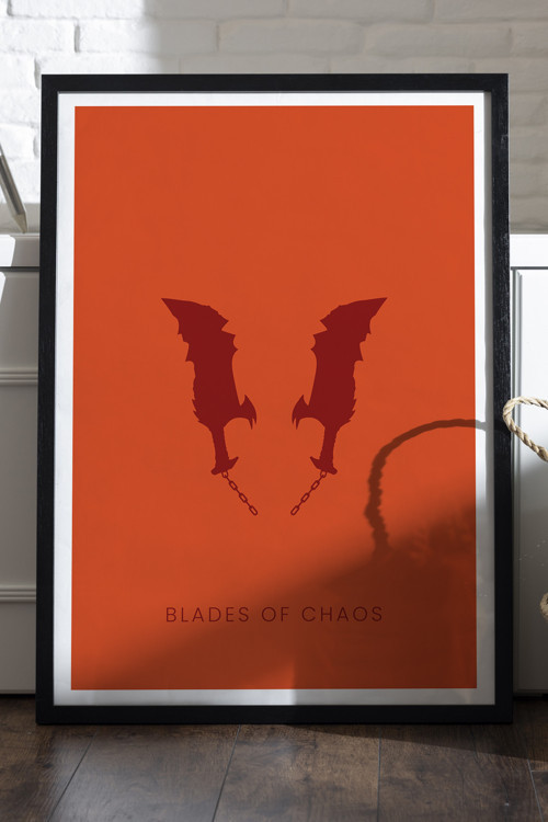 God Of War Siyah Ahşap Çerçeveli Poster, Dekoratif Oyun Duvar Tablosu