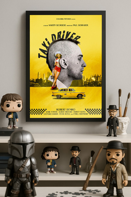 Taxi Driver Siyah Ahşap Çerçeveli Poster, Film Duvar Tablosu