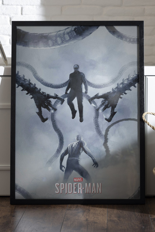 Spider-Man Siyah Ahşap Çerçeveli Poster, Dekoratif Oyun Duvar Tablosu