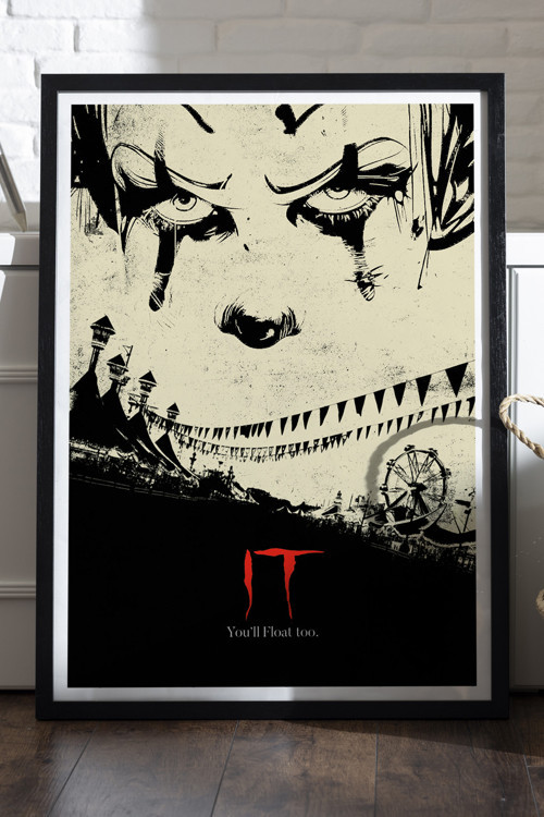 It Siyah Ahşap Çerçeveli Poster, Film Duvar Tablosu