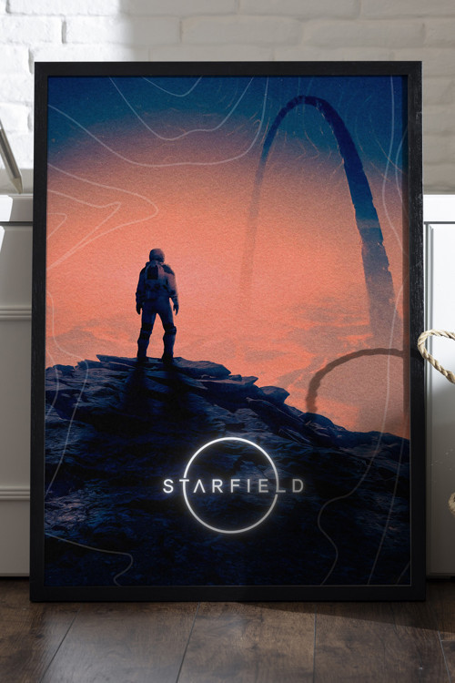 Starfield Siyah Ahşap Çerçeveli Poster, Dekoratif Oyun Duvar Tablosu