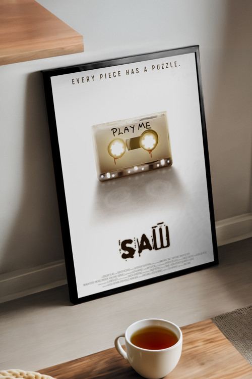 Testere Siyah Ahşap Çerçeveli Poster, Film Duvar Tablosu
