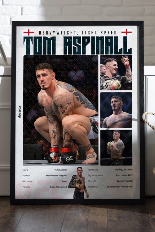 Tom Aspinall Siyah Ahşap Çerçeveli Poster, Dekoratif Dövüş Duvar Tablosu