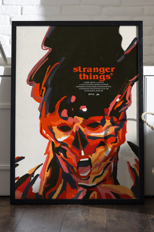 Stranger Things Siyah Ahşap Çerçeveli Poster, Dizi Duvar Tablosu