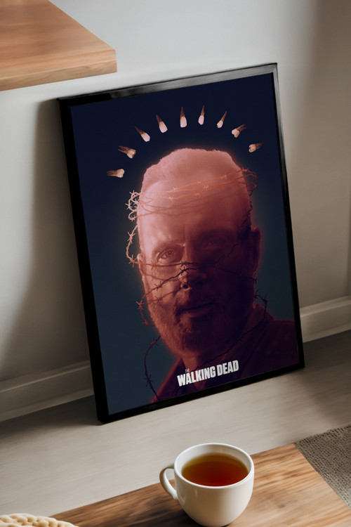 The Walking Dead Rick Grimes Siyah Ahşap Çerçeveli Poster, Dizi Duvar Tablosu