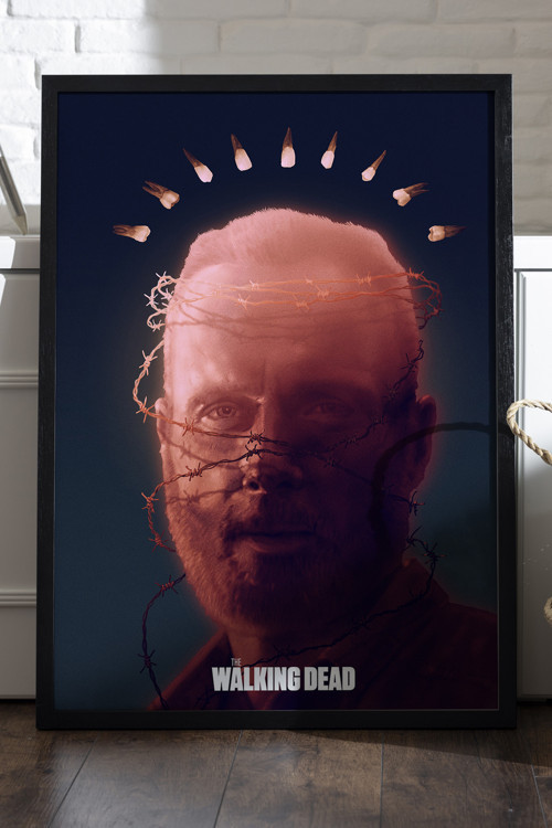The Walking Dead Rick Grimes Siyah Ahşap Çerçeveli Poster, Dizi Duvar Tablosu