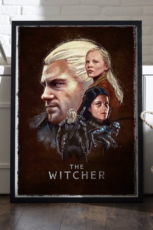 The Witcher Siyah Ahşap Çerçeveli Poster, Dizi Duvar Tablosu