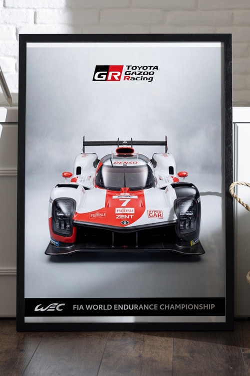 Toyota Gazoo Racing Siyah Ahşap Çerçeveli Poster, Dekoratif Araba Duvar Tablosu