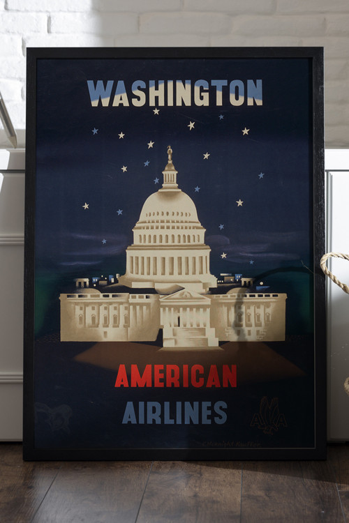 Washington Siyah Ahşap Çerçeveli Poster, Dekoratif Seyahat Duvar Tablosu