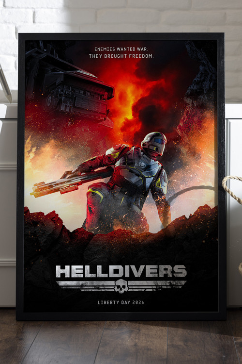 Helldivers Siyah Ahşap Çerçeveli Poster, Dekoratif Oyun Duvar Tablosu