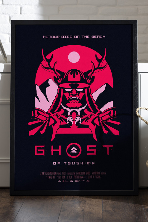 Ghost Of Tsushima Siyah Ahşap Çerçeveli Poster, Dekoratif Oyun Duvar Tablosu