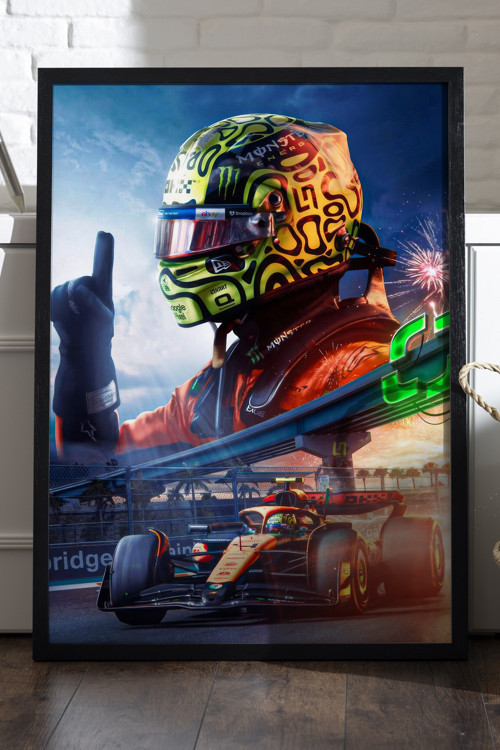 Formula 1 Ferrari Siyah Ahşap Çerçeveli Poster, Dekoratif Araba Duvar Tablosu