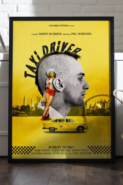 Taxi Driver Siyah Ahşap Çerçeveli Poster, Film Duvar Tablosu