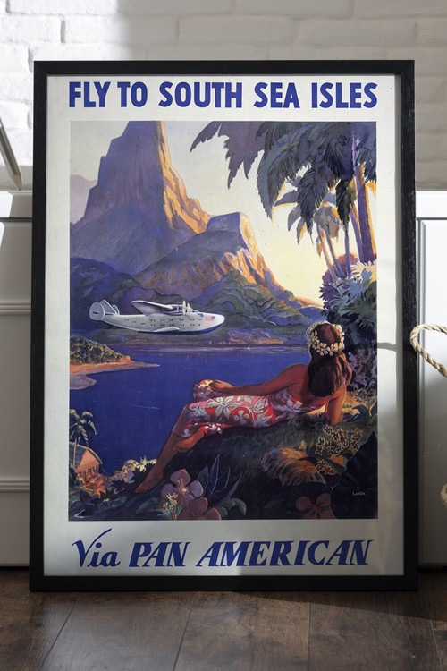 South Sea Isles Siyah Ahşap Çerçeveli Poster, Dekoratif Seyahat Duvar Tablosu