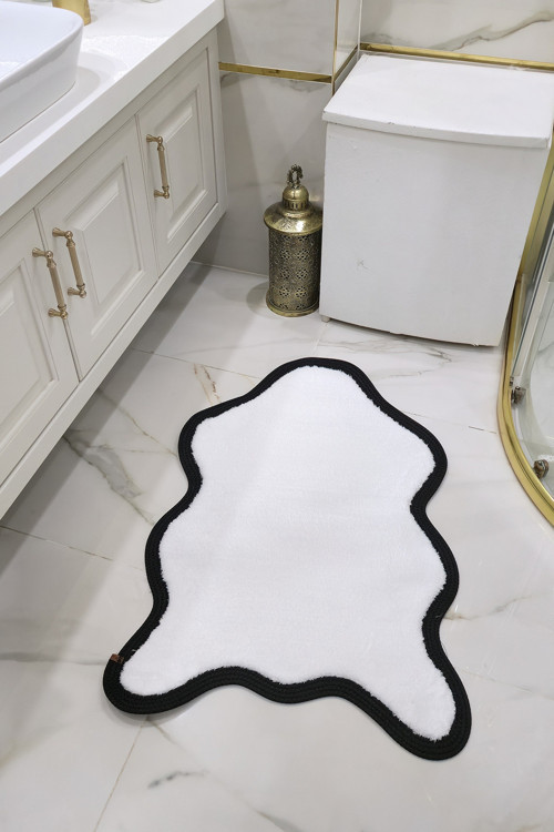 Kaymaz Taban Puffy Post Model Peluş Ultra Yumuşak Bordürlü Şık Tasarım, Suya Dayanıklı Banyo Paspası