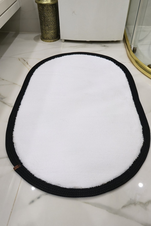 Kaymaz Taban Puffy Peluş Ultra Yumuşak 50x70 cm Bordürlü Şık Tasarım, Suya Dayanıklı Banyo Paspası
