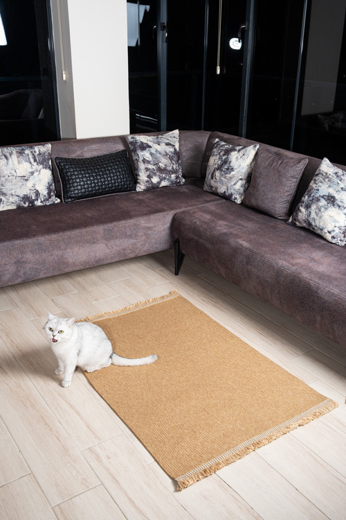 Bej Salon Mutfak Koridor Balkon Bahçe Yolluk El Dokuma Örgü Taban Bohem Halı