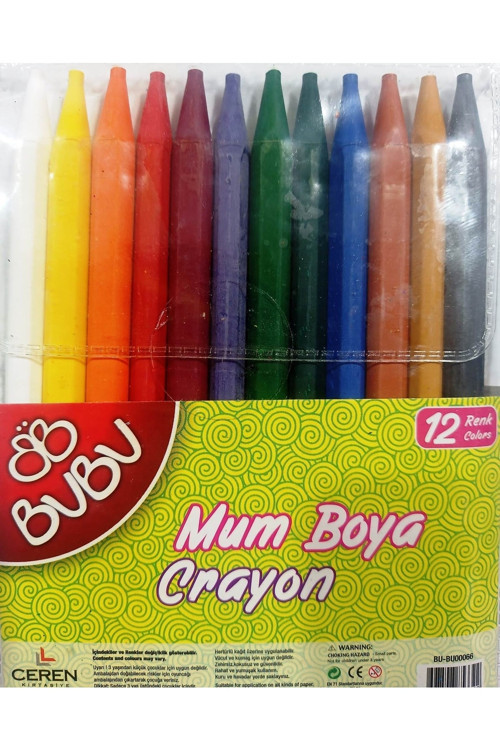 Bu-bu Crayon Yarım Boy Mum Boya 12 Renk