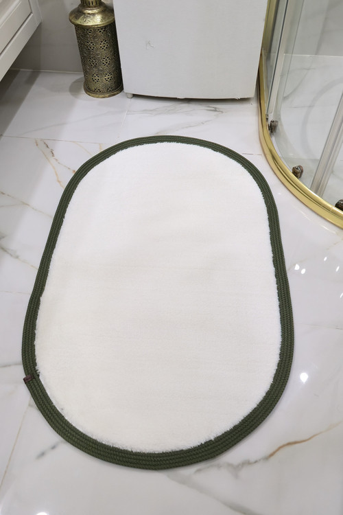 Kaymaz Taban Puffy Peluş Ultra Yumuşak 50x70 cm Bordürlü Şık Tasarım, Suya Dayanıklı Banyo Paspası