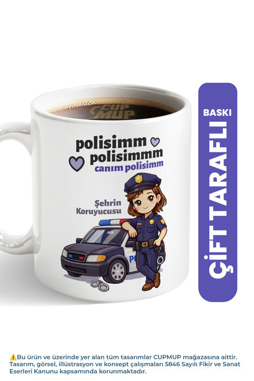 Polise Hediye Kupa Bardak | Vatan Sevdalısı Polisim - Şehrin Koruyucusu
