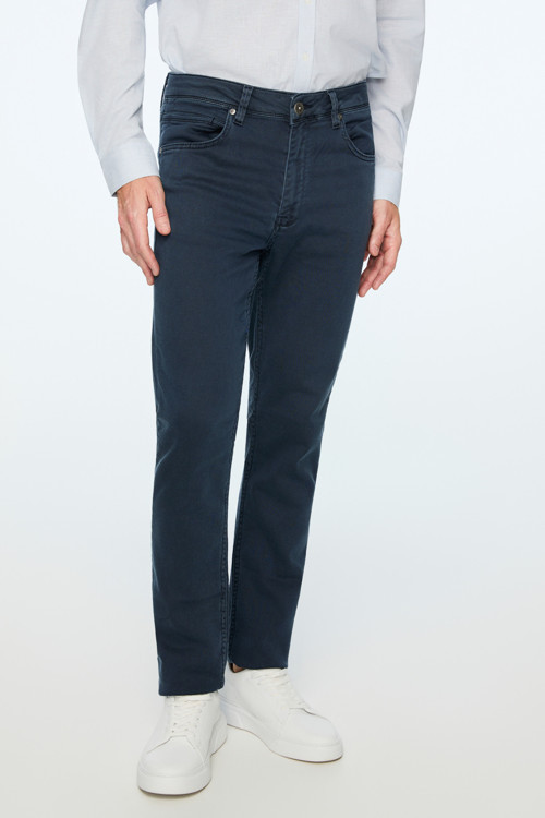 Erkek Lacivert Denim 5 Cep Dynamic Fit Jean Kot Pantolon