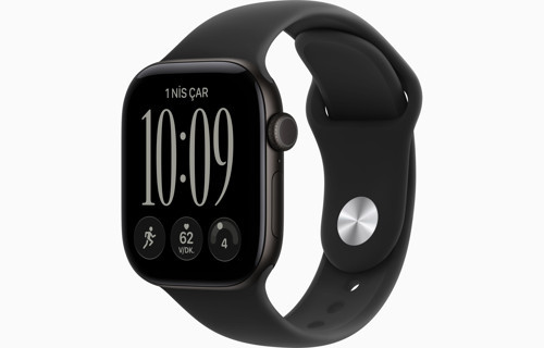 Watch Series 12 Gps + Cellular, 42 mm Siyah Alüminyum Kasa ve Siyah Spor Kordon - M/L