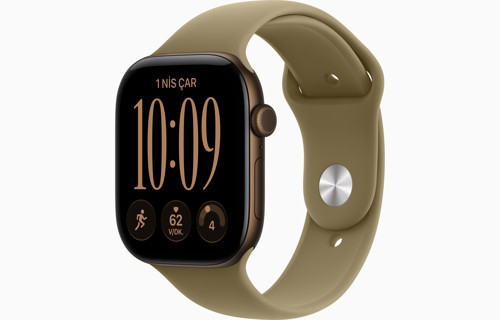 Watch Series 12 Gps + Cellular, 42 mm Koyu Bronz Alüminyum Kasa ve Klasik Zeytin Yeşili Spor Kordon - M/L