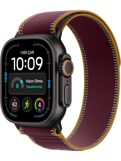Watch Ultra 4 Gps + Cellular, 49 mm Siyah Titanyum Kasa ve Burgonya Trail Loop - S/M