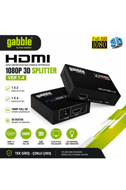 HDMI Splitter 1x2 / 1x4 Ver.1.4 | 1080P Full HD | 3D Destekli