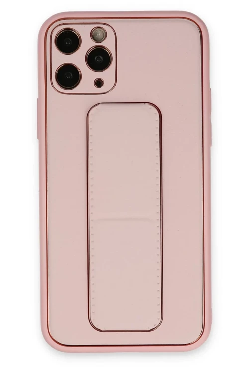 Newface Apple iPhone 11 Pro Kılıf Coco Deri Standlı Kapak - Pembe