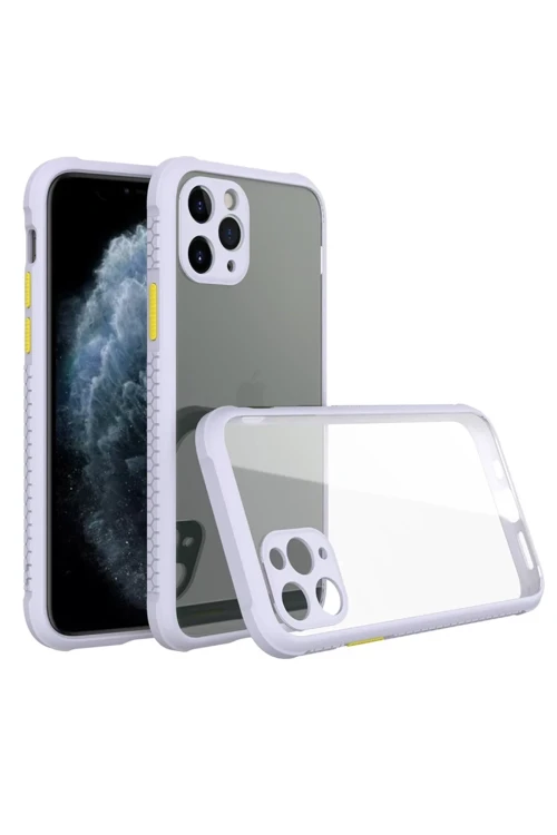 Newface Apple iPhone 11 Pro Max Kılıf Miami Şeffaf Silikon - Lila
