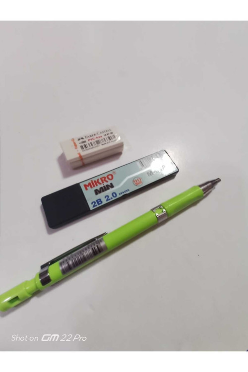 2 MM KALIN UÇLU KALEM KALEM UCU VE SİLGİ (3PARÇA).