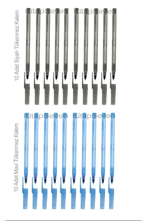 Mavi-siyah Tükenmez Kalem Round Stic Classic Medium 1,0 Mm 20 Adet Ekonomik Paket
