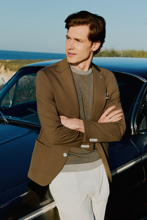 Erkek Yeşil Rayon Trend Düz Slim Fit Mono Yaka Ceket