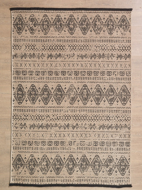 Bohem Tarz Dekoratif Pamuk Taban Şönil Kilim Bej Renk Halı