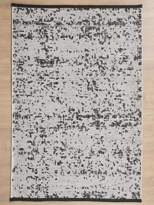 Bohem Tarz Geometrik Desenli Pamuk Taban Gri Renk Şönil Kilim