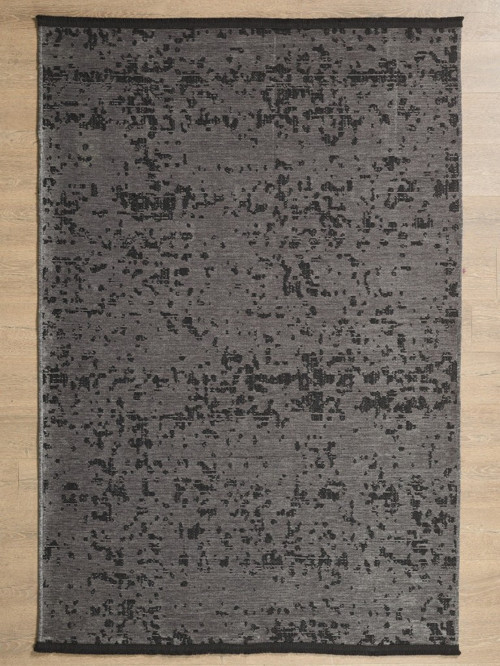 Bohem Tarz Geometrik Desenli Pamuk Taban Antrasit Renk Şönil Kilim