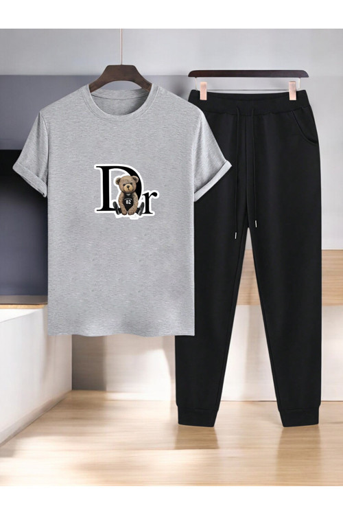 Unisex Dr: Ayı Tasarım Basklı Tshirt Eşofman Takımı