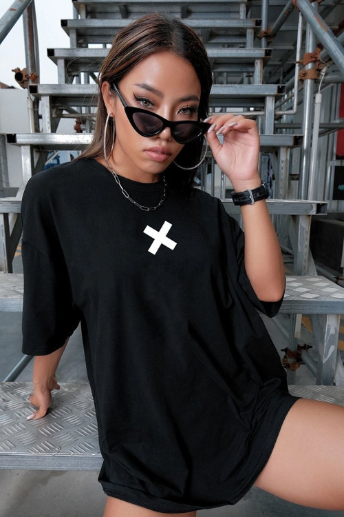 Unisex X Baskılı T-Shirt