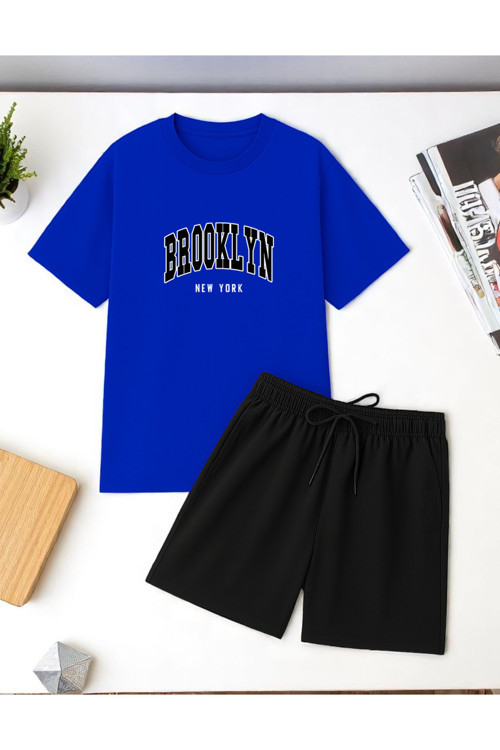 Unisex Brooklyn Baskılı Tasarım Şort Takım