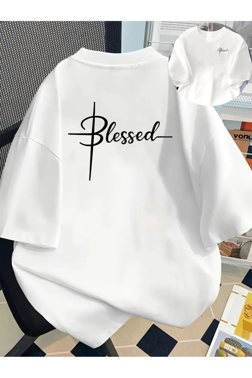 Unisex Blessed Baskılı Tasarım Tshirt