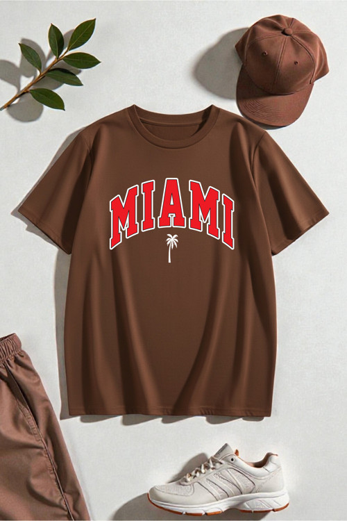 Unisex Miami Baskılı Tasarım Tshirt