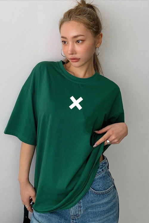 Unisex X Baskılı T-Shirt