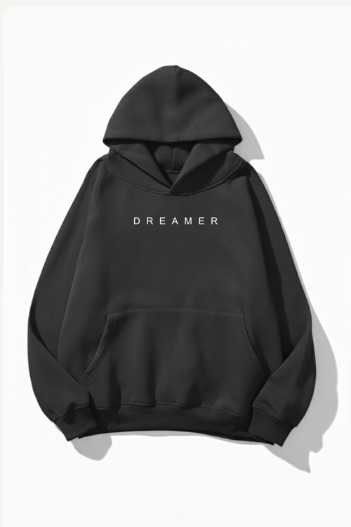 Unisex Yumuşak Dokulu Dreamer Baskılı Tasarım Oversize 3 İplik Hoodie Sweatshirt