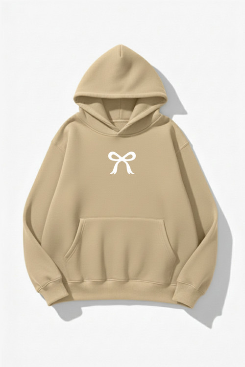 Unisex Yumuşak Dokulu Review Cherry Baskılı Tasarım Oversize 3 İplik Hoodie Sweatshirt