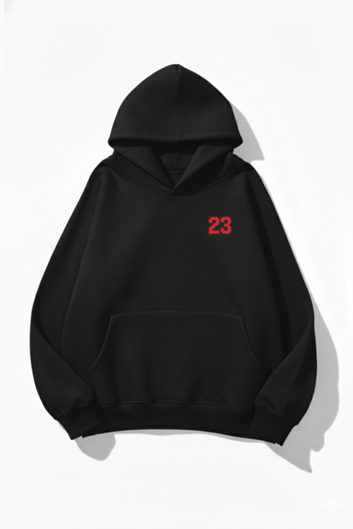 Unisex Yumuşak Dokulu Kalbin İzi Baskılı Tasarım Oversize 3 İplik Hoodie Sweatshirt