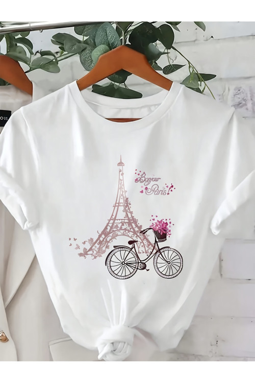 Unisex Paris Kulesi Baskılı Tasarım Tshirt