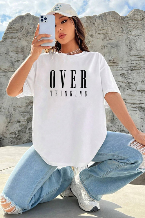 Unisex Over Thinking Baskılı Tasarım Tshirt