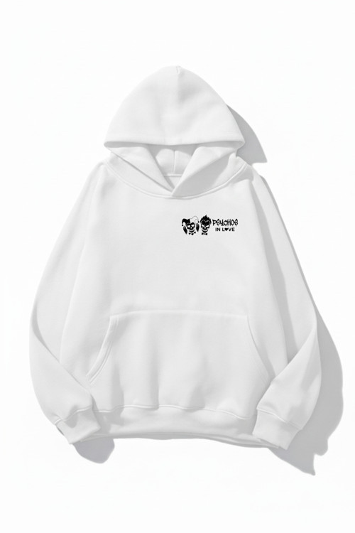 Unisex Yumuşak Dokulu Psychos In Love Baskılı Tasarım Oversize 3 İplik Hoodie Sweatshirt