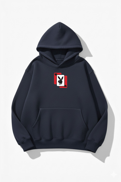Unisex Yumuşak Dokulu Playboy Baskılı Tasarım Oversize 3 İplik Hoodie Sweatshirt